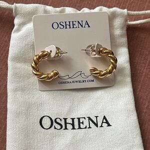 Oshena Beachwear Gold Twisted Hoop Earrings